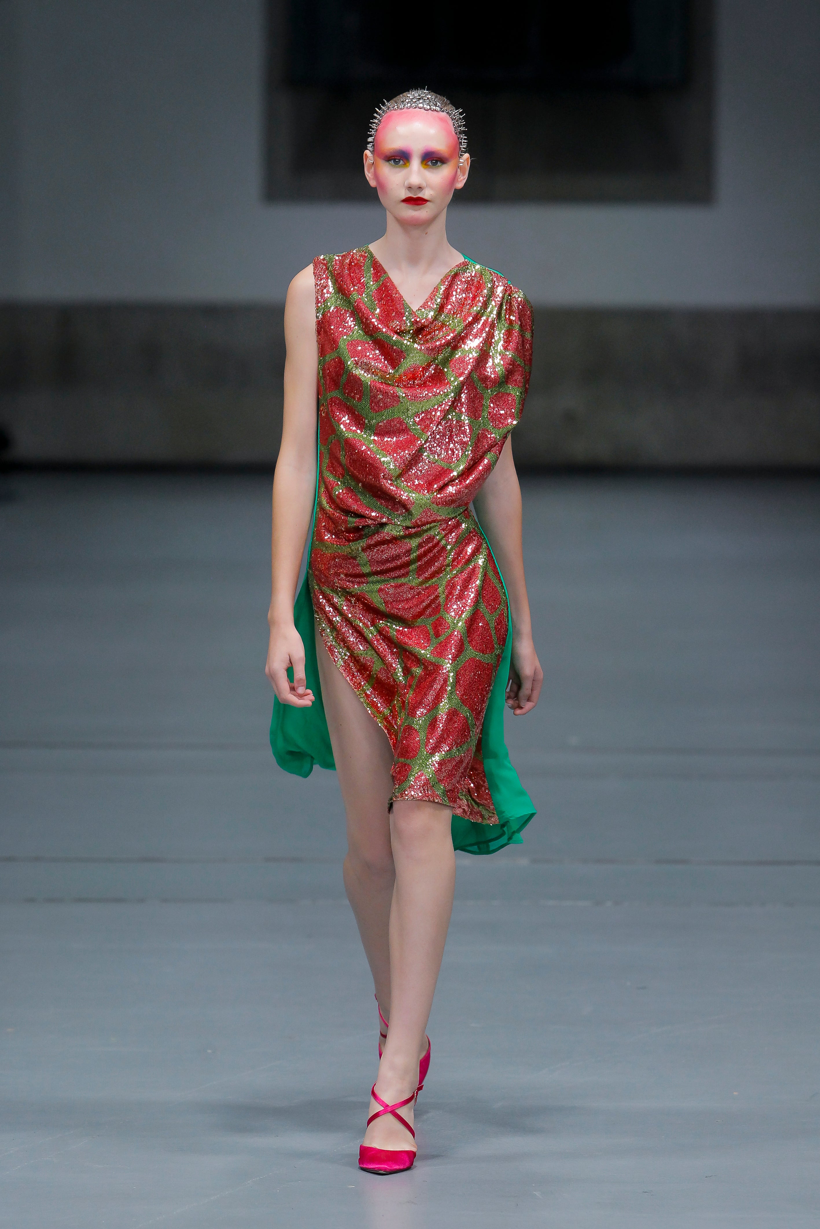 Green & Pink Giraffe Print Sequin Ize Dress