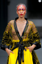 Load image into Gallery viewer, Black &amp; Yellow Lace Orion Kimono
